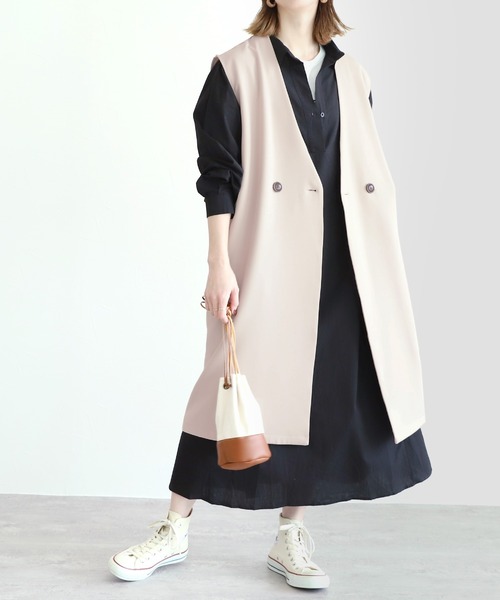 reca（レカ）の「ロングベスト（ベスト・レディース・ブラック/ライトベージュ・M）」の14枚目の写真