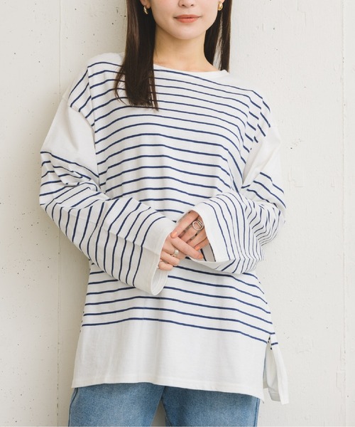 RETRO GIRL(レトロガール)の「パネルボーダーTee(Tシャツ/カットソー・レディース・オレンジ/ブルー/ホワイト系その他/グリーン・FREE)」の2枚目の写真
