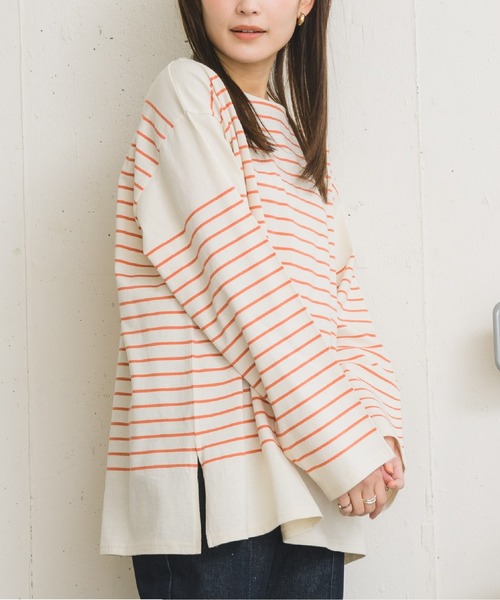 RETRO GIRL(レトロガール)の「パネルボーダーTee(Tシャツ/カットソー・レディース・オレンジ/ブルー/ホワイト系その他/グリーン・FREE)」の4枚目の写真
