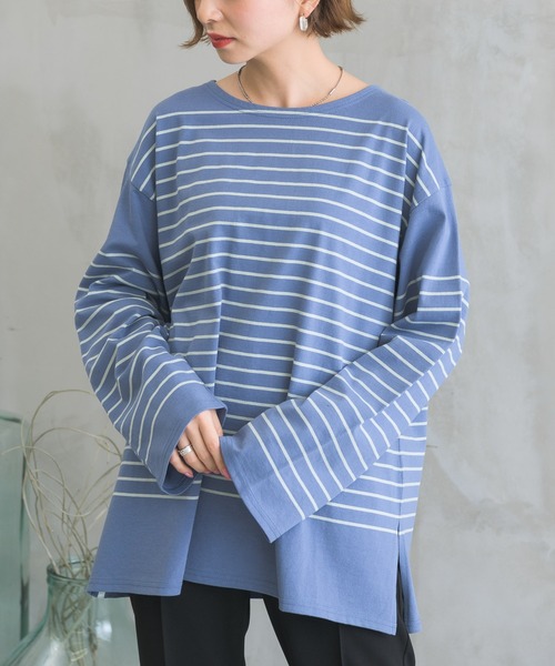 RETRO GIRL(レトロガール)の「パネルボーダーTee(Tシャツ/カットソー・レディース・オレンジ/ブルー/ホワイト系その他/グリーン・FREE)」の1枚目の写真