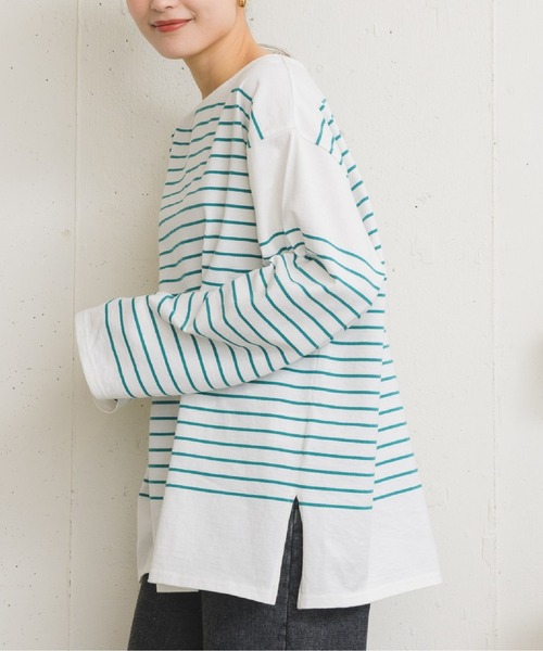 RETRO GIRL(レトロガール)の「パネルボーダーTee(Tシャツ/カットソー・レディース・オレンジ/ブルー/ホワイト系その他/グリーン・FREE)」の3枚目の写真
