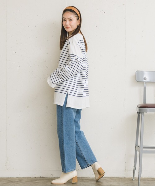 RETRO GIRL(レトロガール)の「パネルボーダーTee(Tシャツ/カットソー・レディース・オレンジ/ブルー/ホワイト系その他/グリーン・FREE)」の9枚目の写真