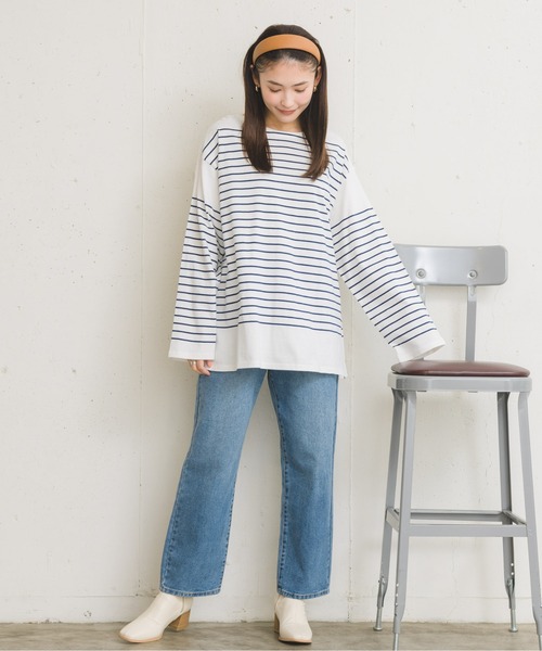 RETRO GIRL(レトロガール)の「パネルボーダーTee(Tシャツ/カットソー・レディース・オレンジ/ブルー/ホワイト系その他/グリーン・FREE)」の10枚目の写真
