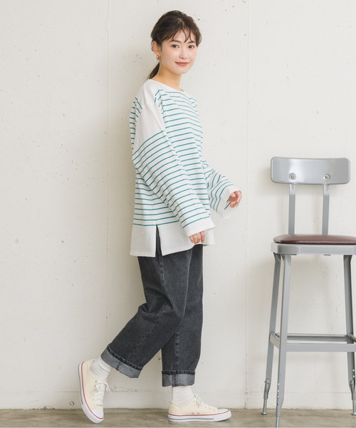RETRO GIRL(レトロガール)の「パネルボーダーTee(Tシャツ/カットソー・レディース・オレンジ/ブルー/ホワイト系その他/グリーン・FREE)」の19枚目の写真