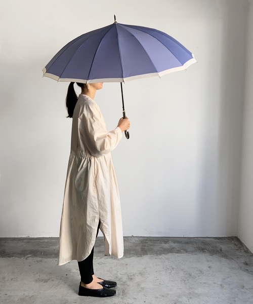 COMMON WARE（コモンウェアー）の「NT:16本骨バイカラー 耐風 アンブレラ　長傘（長傘・レディース・ネイビー/ラベンダー/ピンクベージュ/ライトグレー/グレイッシュベージュ/ミント/ライラック・FREE）」の8枚目の写真