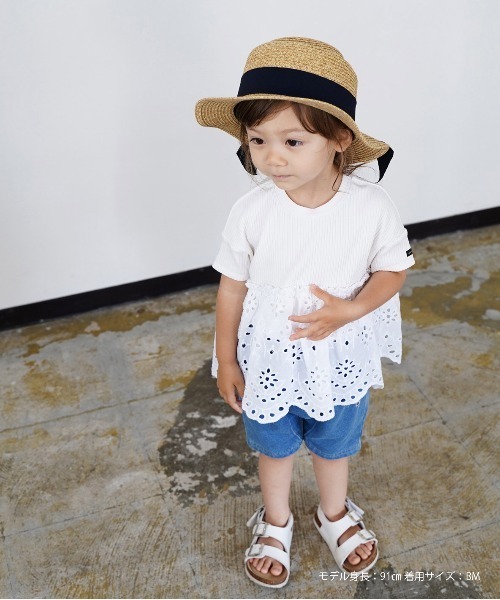 quoti use fith(クゥオティ ユース フィス)の「テレコ・レース 半袖プルオーバー(Tシャツ/カットソー・キッズ・ホワイト/イエロー/グレー・130/90/120/110/100/80)」の9枚目の写真
