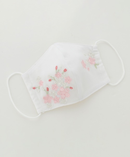 Catherine Cottage（キャサリンコテージ）の「刺繍入りちりめん和装マスク（マスク・キッズ・ピンク/ホワイト/ブラック・FREE）」の6枚目の写真