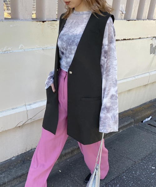 byYOUANCE(バイユアンス)の「ノーカラーリボンベスト(ベスト・レディース・ホワイト/ブラック/グレー/インディゴブルー/ブラック系その他/ブラウン系その他/ブラック系その他2/その他1/キャメル・FREE)」の14枚目の写真