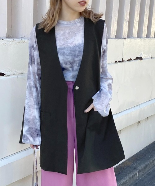 byYOUANCE(バイユアンス)の「ノーカラーリボンベスト(ベスト・レディース・ホワイト/ブラック/グレー/インディゴブルー/ブラック系その他/ブラウン系その他/ブラック系その他2/その他1/キャメル・FREE)」の11枚目の写真