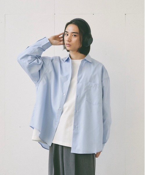 flaner(フラネ)の「Loose assort regular collar shirt/ルーズアソートレギュラーカラーシャツ(シャツ/ブラウス・レディース・ホワイト/サックスブルー/ストライプ/ブラック/イエロー/ライトグレー・MEDIUM/LARGE)」の5枚目の写真