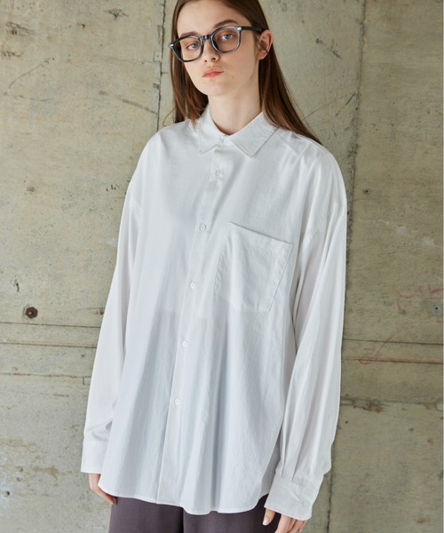 flaner(フラネ)の「Loose assort regular collar shirt/ルーズアソートレギュラーカラーシャツ(シャツ/ブラウス・レディース・ホワイト/サックスブルー/ストライプ/ブラック/イエロー/ライトグレー・MEDIUM/LARGE)」の12枚目の写真