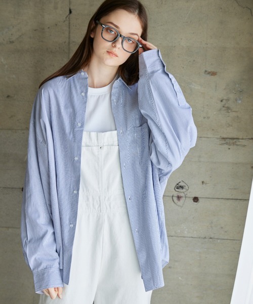 flaner(フラネ)の「Loose assort regular collar shirt/ルーズアソートレギュラーカラーシャツ(シャツ/ブラウス・レディース・ホワイト/サックスブルー/ストライプ/ブラック/イエロー/ライトグレー・MEDIUM/LARGE)」の10枚目の写真