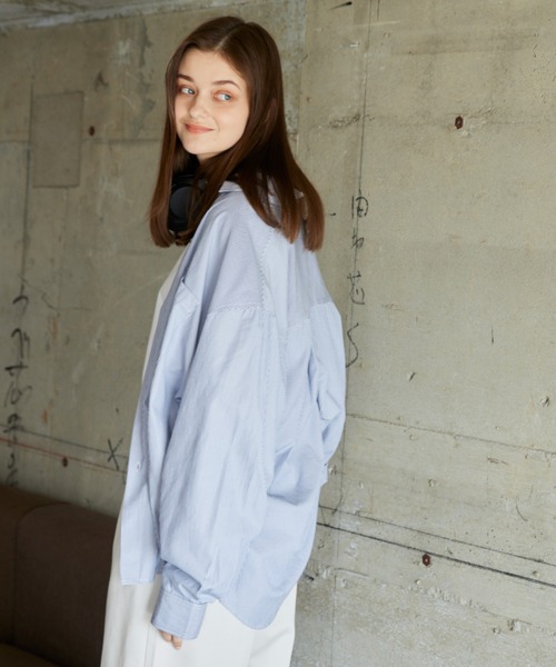 flaner(フラネ)の「Loose assort regular collar shirt/ルーズアソートレギュラーカラーシャツ(シャツ/ブラウス・レディース・ホワイト/サックスブルー/ストライプ/ブラック/イエロー/ライトグレー・MEDIUM/LARGE)」の21枚目の写真