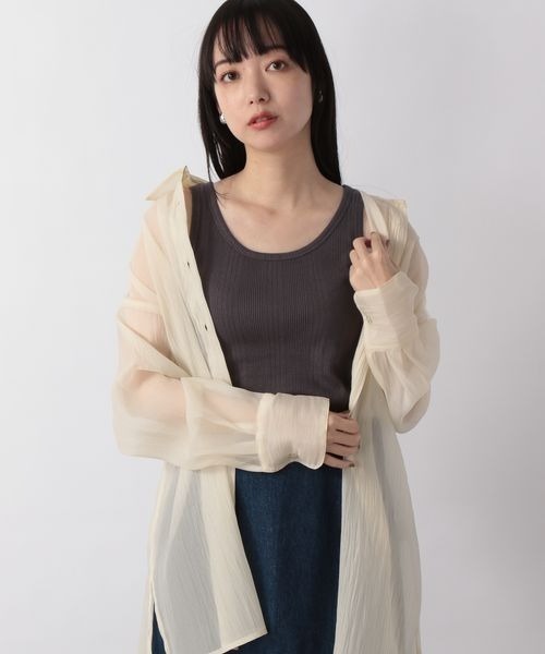 LOWRYS FARM（ローリーズファーム）の「ランダムテレコタンク　267045（タンクトップ・レディース・ホワイト/パープル/グレー/グリーン・FREE）」の3枚目の写真