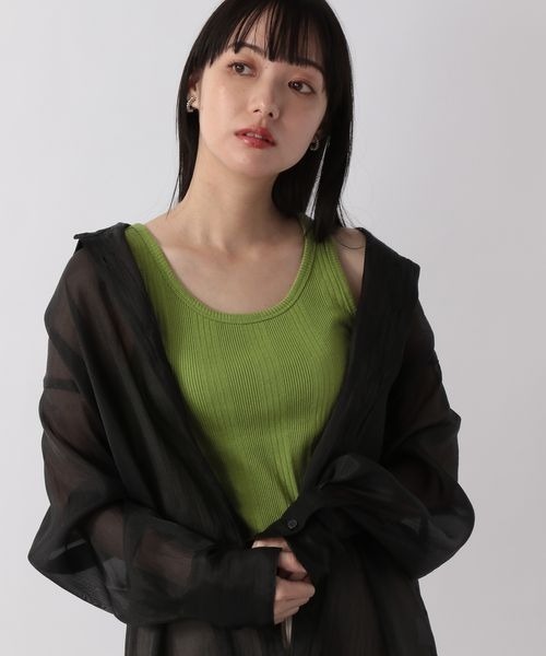 LOWRYS FARM（ローリーズファーム）の「ランダムテレコタンク　267045（タンクトップ・レディース・ホワイト/パープル/グレー/グリーン・FREE）」の4枚目の写真