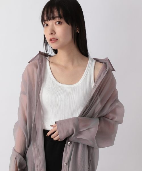 LOWRYS FARM（ローリーズファーム）の「ランダムテレコタンク　267045（タンクトップ・レディース・ホワイト/パープル/グレー/グリーン・FREE）」の9枚目の写真