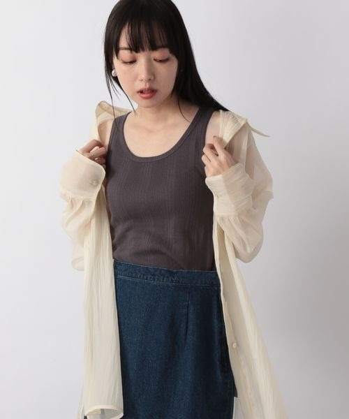 LOWRYS FARM（ローリーズファーム）の「ランダムテレコタンク　267045（タンクトップ・レディース・ホワイト/パープル/グレー/グリーン・FREE）」の10枚目の写真