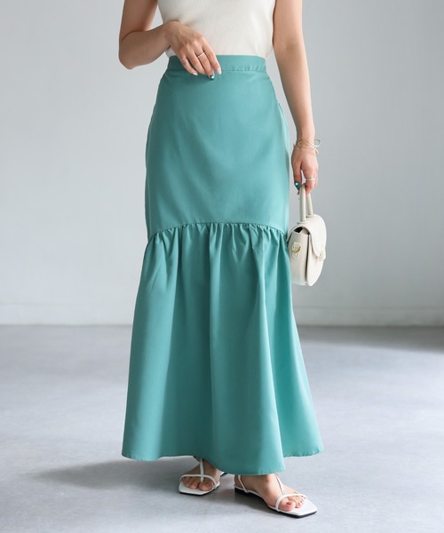 Riberry（リベリー）の「タイプライターマーメイドスカート（スカート・レディース・ライトグレー/グリーン/ネイビー・MEDIUM）」の4枚目の写真