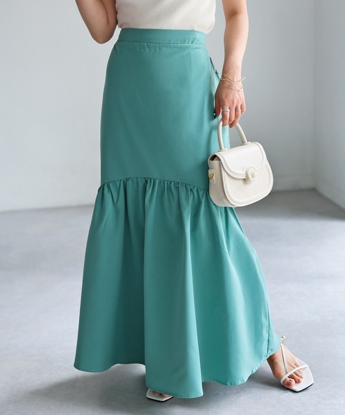 Riberry（リベリー）の「タイプライターマーメイドスカート（スカート・レディース・ライトグレー/グリーン/ネイビー・MEDIUM）」の5枚目の写真