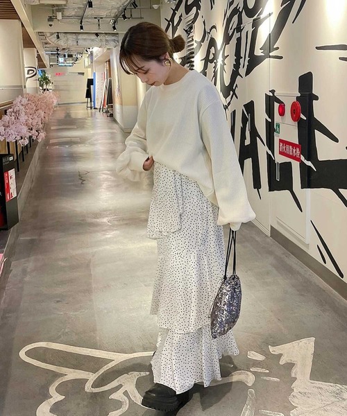 reca(レカ)の「着回力抜群!ボリューム袖ワッフルプルオーバー(スウェット・レディース・グリーン/チャコール/オフホワイト/ライラック/グリーン系その他/ブルー系/ライトグレー/ブラック/ベージュ/モカ・FREE)」の16枚目の写真