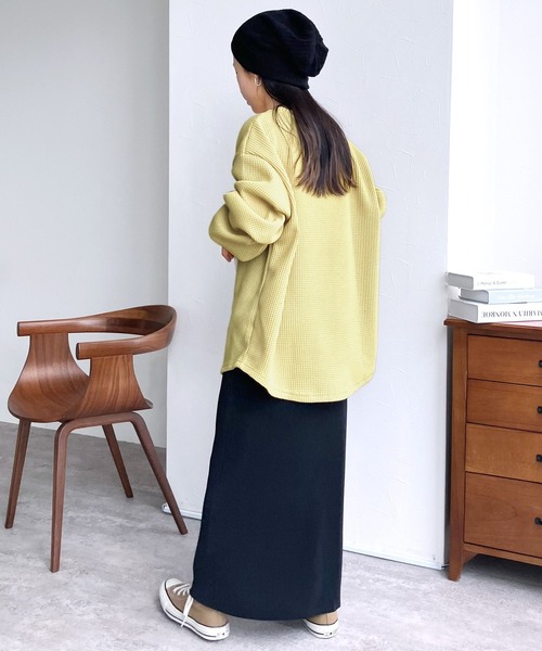 reca(レカ)の「着回力抜群!ボリューム袖ワッフルプルオーバー(スウェット・レディース・グリーン/チャコール/オフホワイト/ライラック/グリーン系その他/ブルー系/ライトグレー/ブラック/ベージュ/モカ・FREE)」の21枚目の写真