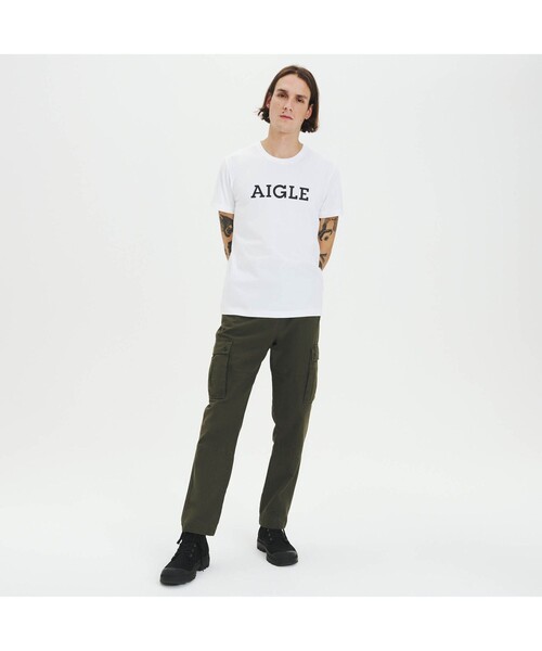 AIGLE(エーグル)の「吸水速乾 グラフィック 半袖Tシャツ(AIGLE)(Tシャツ/カットソー・メンズ・ホワイト/ダークブルー/チャコール・LL/S/M/L)」の6枚目の写真