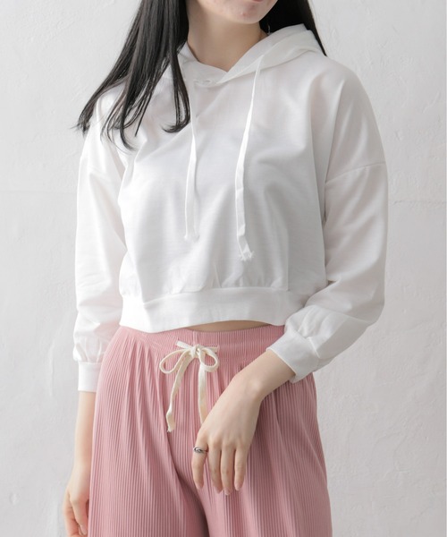 Alite cloth（アリーテクロス）の「ﾙｰｽﾞﾌｨｯﾄﾌﾟﾙｵｰﾊﾞｰｼﾝﾌﾟﾙﾊﾟｰｶｰ（パーカー・レディース・ピンク/ホワイト/グレー・FREE）」の6枚目の写真