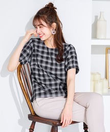 【洗える】シンプルで使いやすいタックパフ袖ブラウス