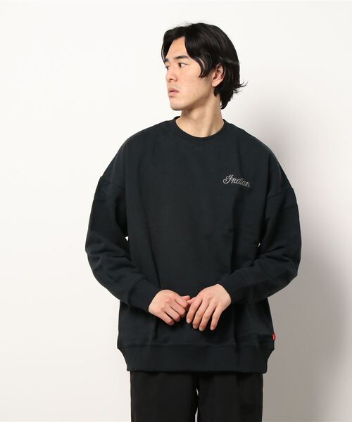 INDIAN(インディアン)の「/INDIAN/刺繍+フロッキー オーバーサイズトレーナー(スウェット・メンズ・ブラック/オフホワイト/グレイッシュベージュ/グリーン/ブルーグレー・MEDIUM/LARGE/X-LARGE)」の3枚目の写真