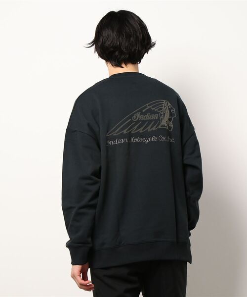 INDIAN(インディアン)の「/INDIAN/刺繍+フロッキー オーバーサイズトレーナー(スウェット・メンズ・ブラック/オフホワイト/グレイッシュベージュ/グリーン/ブルーグレー・MEDIUM/LARGE/X-LARGE)」の7枚目の写真