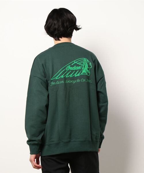 INDIAN(インディアン)の「/INDIAN/刺繍+フロッキー オーバーサイズトレーナー(スウェット・メンズ・ブラック/オフホワイト/グレイッシュベージュ/グリーン/ブルーグレー・MEDIUM/LARGE/X-LARGE)」の8枚目の写真