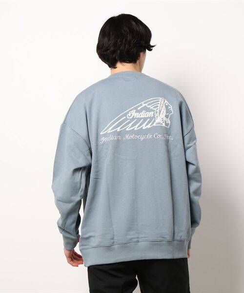 INDIAN(インディアン)の「/INDIAN/刺繍+フロッキー オーバーサイズトレーナー(スウェット・メンズ・ブラック/オフホワイト/グレイッシュベージュ/グリーン/ブルーグレー・MEDIUM/LARGE/X-LARGE)」の9枚目の写真
