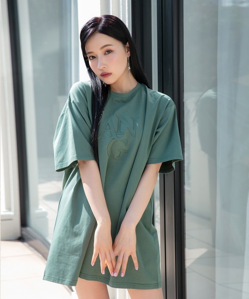 ANDGEEBEE（アンジービー）の「UNISEX エンボスロゴTシャツ（Tシャツ/カットソー・レディース・グリーン/オートミール・MEDIUM）」の2枚目の写真