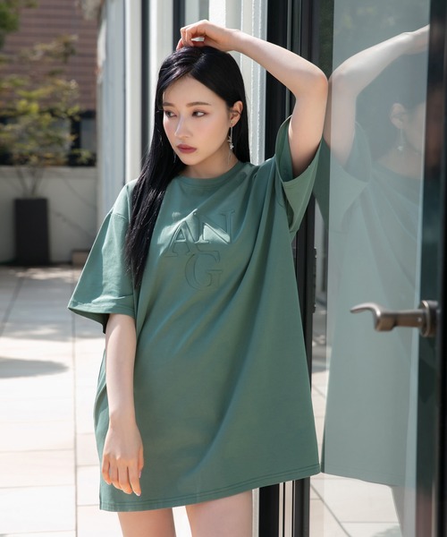 ANDGEEBEE（アンジービー）の「UNISEX エンボスロゴTシャツ（Tシャツ/カットソー・レディース・グリーン/オートミール・MEDIUM）」の10枚目の写真