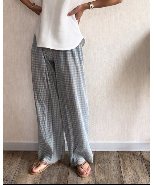 Ritzy（リッツィー）の「プリーツチェックワイドパンツ（その他パンツ・レディース・ライトブルー/ブラック/イエロー/グリーン・FREE）」の9枚目の写真