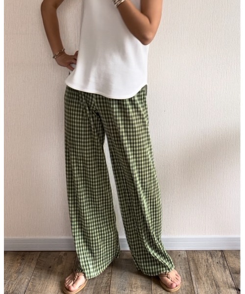 Ritzy（リッツィー）の「プリーツチェックワイドパンツ（その他パンツ・レディース・ライトブルー/ブラック/イエロー/グリーン・FREE）」の15枚目の写真