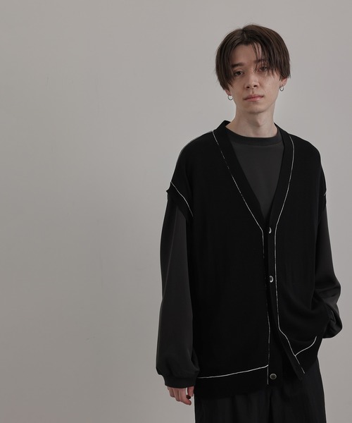 JUNRED(ジュンレッド)の「シアー前開きベストカーディガン(ベスト・メンズ・ブラック/ライトグレー/グリーン・S/M/L)」の16枚目の写真