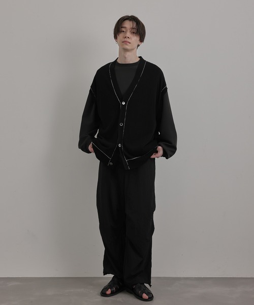 JUNRED(ジュンレッド)の「シアー前開きベストカーディガン(ベスト・メンズ・ブラック/ライトグレー/グリーン・S/M/L)」の6枚目の写真