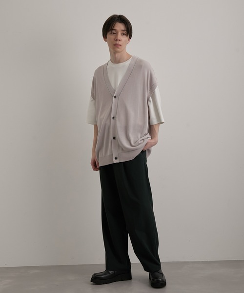 JUNRED(ジュンレッド)の「シアー前開きベストカーディガン(ベスト・メンズ・ブラック/ライトグレー/グリーン・S/M/L)」の10枚目の写真