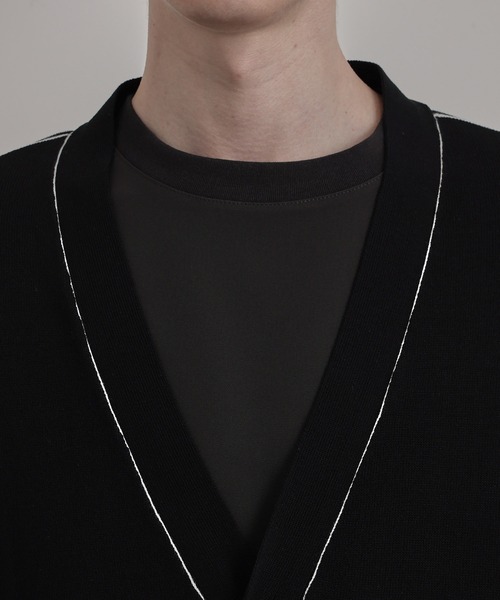 JUNRED(ジュンレッド)の「シアー前開きベストカーディガン(ベスト・メンズ・ブラック/ライトグレー/グリーン・S/M/L)」の11枚目の写真