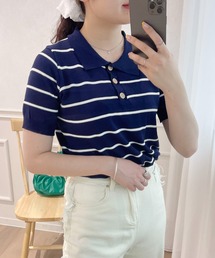 PairPair | ボーダーポロニット(ポロシャツ)