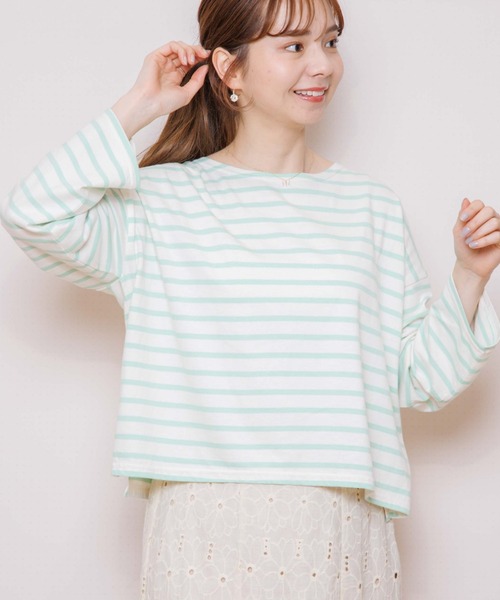 flower（フラワー）の「アイスクリームボーダートップ（Tシャツ/カットソー・レディース・パープル/グレー/カーキ/オレンジ・FREE）」の3枚目の写真