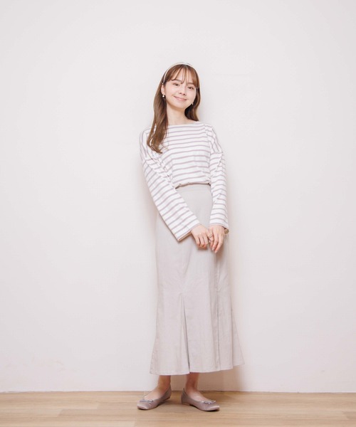 flower（フラワー）の「アイスクリームボーダートップ（Tシャツ/カットソー・レディース・パープル/グレー/カーキ/オレンジ・FREE）」の10枚目の写真