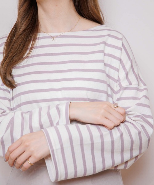 flower（フラワー）の「アイスクリームボーダートップ（Tシャツ/カットソー・レディース・パープル/グレー/カーキ/オレンジ・FREE）」の16枚目の写真