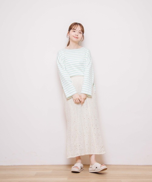 flower（フラワー）の「アイスクリームボーダートップ（Tシャツ/カットソー・レディース・パープル/グレー/カーキ/オレンジ・FREE）」の6枚目の写真