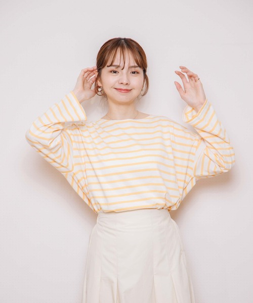 flower（フラワー）の「アイスクリームボーダートップ（Tシャツ/カットソー・レディース・パープル/グレー/カーキ/オレンジ・FREE）」の7枚目の写真