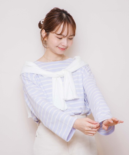 flower（フラワー）の「アイスクリームボーダートップ（Tシャツ/カットソー・レディース・パープル/グレー/カーキ/オレンジ・FREE）」の19枚目の写真