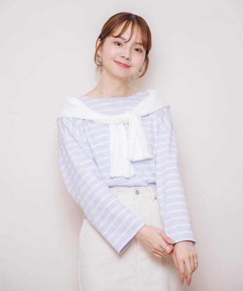 flower（フラワー）の「アイスクリームボーダートップ（Tシャツ/カットソー・レディース・パープル/グレー/カーキ/オレンジ・FREE）」の14枚目の写真