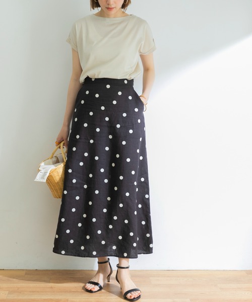 URBAN RESEARCH（アーバンリサーチ）の「ランダムドットリネンスカート（スカート・レディース・ブラック/ナチュラル・36/38）」の9枚目の写真