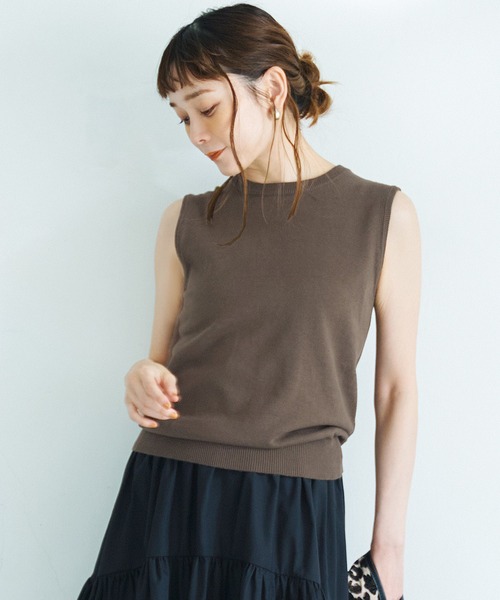 coca(coca)(コカ)の「ベーシックニットタンクトップ(タンクトップ・レディース・ライトピンク/アイボリー/ブラック/カーキ・S/M/L)」の4枚目の写真